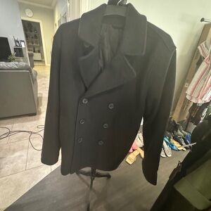 Men black pea coat. Size XL